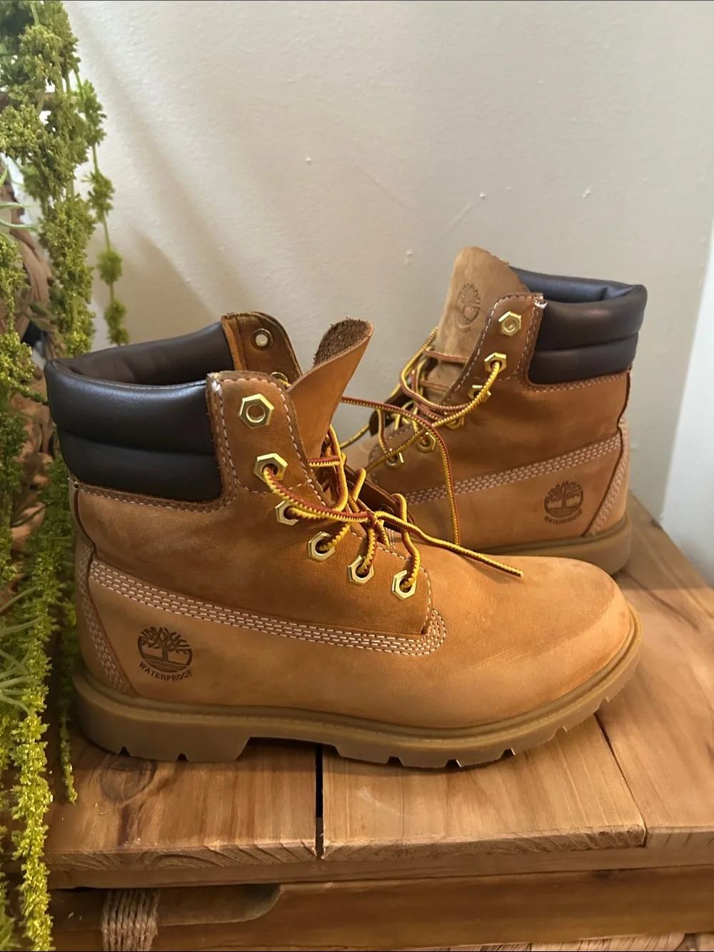 Timberland Kids Brown Suede Boot with Orange Lining